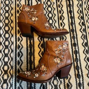 Embroidered Leather Booties